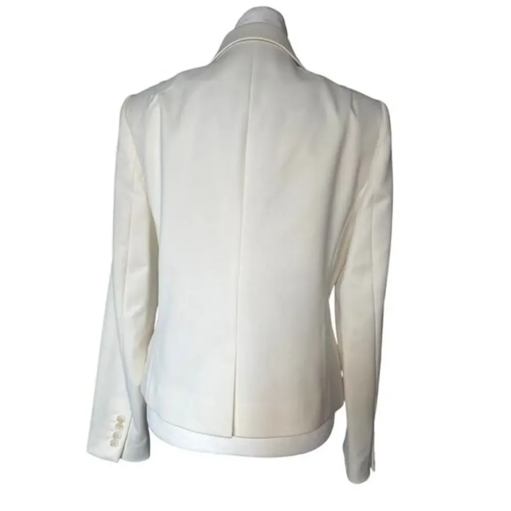 Reiss Cream White Double Breasted Cropped Blazer Peak Lapel NWT
